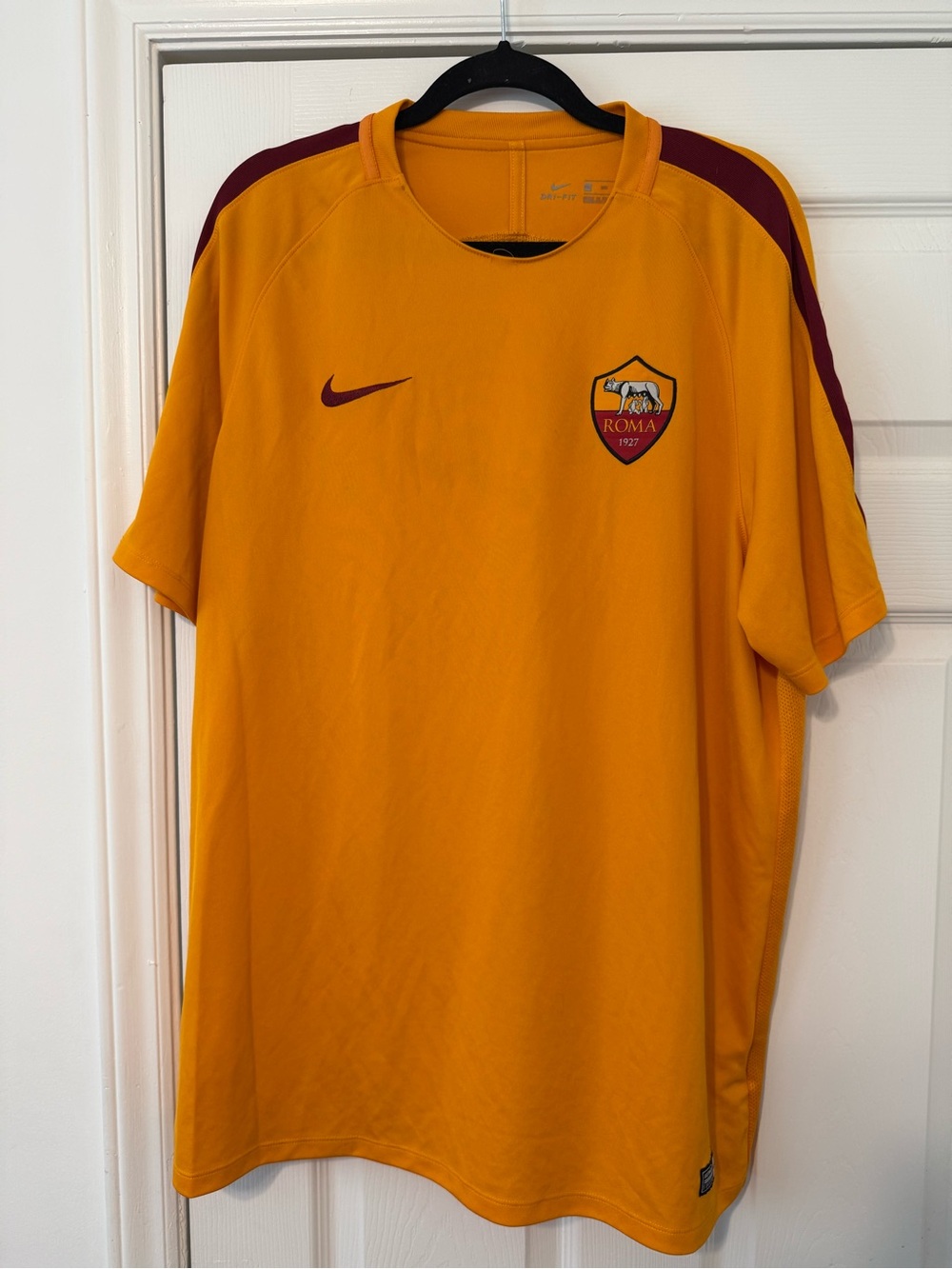Nike AS Roma Orange & Maroon Soccer Jersey